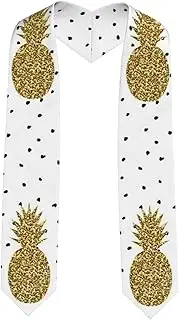 [EdWal] Gold Glitter Pineapples Fruit print Graduation Stole and Sash Class for Unisex Adult Honor Stole Honor Stole of 2025
