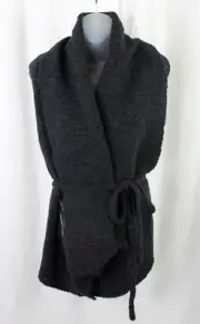 Ann Demeulemeester NWT Black Wool Blend Sleeveless Cardigan Sweater 42 US 10
