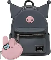 [Loungefly] Sanrio Kuromi and My Melody Best Friends Forever Exclusive Mini-Backpack with Coin Purse, Black, Mini, Mini Backpack