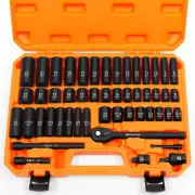 3/8" Drive Impact Socket Set, 6 Point, 50-Piece Standard Metric (8-22mm) and...