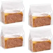 Cyblinia 25 White Toast Bags with Window - 11 * 8.7 * 4.3 Inch Paper Bread Bags with Tin Tie Tab Lock for Toast, Cookie, Coffee Bean