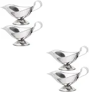 CHILDWEET 2sets Metal Gravy Boat Spout Mini Pitcher for Sauce Cup Versatile Serving Bowl 2pcs*2