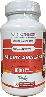 Vadik Herbs Certified Organic Bhumy Amalaki (Phyllanthus amarus) Powder 100 Vegicaps | Promotes Health Functioning of The Liver, Supports Healthy Skin