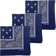[MDSTYLE] 3 PCS 100% Cotton Bandana for Men & Women 22" x 22" Paisely Pattern Handkerchief Headband Scarf