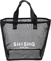 Hoement Portable Mesh Shower Tote Bag for Home Use Toiletry Organizer for Beach Camping and Outdoor Activities Neat Bathroom Storage