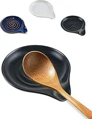 Spoon Rest for Kitchen Counter, Large Heat Resistant Spoon Holder for Stove Top Countertop, Utensil Rest for Cooking,Coffee Spoons, Spoons, Ladles, Spatulas, Tongs, Dishwasher Safe (Black)