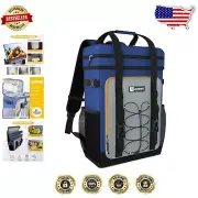 Insulated Navy Blue Backpack Cooler with Multiple Pockets for Camping & Picnics