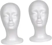 FOMIYES 2Pcs White Female Mannequin Head Display Stand for Wigs Hats Glasses and Headsets for Salons Stores and Photography Learning