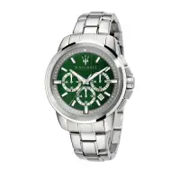 在飛比找Yahoo奇摩購物中心優惠-MASERATI 瑪莎拉蒂 經典綠色三眼計時腕錶44mm(R