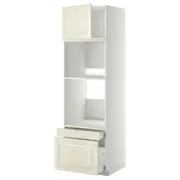 METOD / MAXIMERA hi cab f ov/combi ov w dr/2 drwrs, white/Bodbyn off-white, 60x60x200 cm