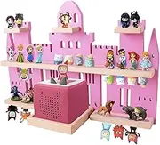 Tonie Shelf for Toniebox, castle shape tonie shelf Wall Mounted Set,Tonie Figures Tonie Storage,Magnetic Wooden Floating Shelves Compatible with Tonie Box Player Character for Children Room (Pink)
