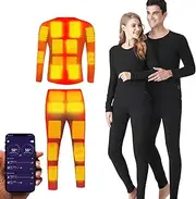 [IMYOGI] Cozy Heating Underwear Suit, 5 Gear Temperature APP Control Thermal Underwears Heated Shirt and Pants Man Woman Long Johns