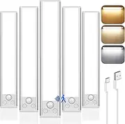 11.8in Under Cabinet Lighting, 2500mAh Rechargeable Battery Operated Closet Lights with 3 Color Tempers 108 LED, Wireless Motion Sensor Lights Indoor, Dimmable Lights for Kitchen, Hallway, 5-Pack