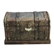 Vintage Wooden Pirate Treasure Chest Box Trinket Keepsake Storage Case W/ Lock r