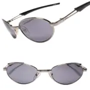 Modern Elegance Sleek Metallic Mens Oval Shaped Silver Sunglasses