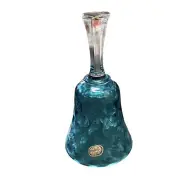 Bohemia Crystal Dinner Bell Blue Thumbprint Czechoslovakia Gold Label