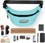 [SUPERVEK] Fanny Pack with YKK Waterproof Zipper, Blue, One Size, Crossbody Sling Bag/Fanny Pack
