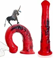 Silicone Horse Dildo 12inch Realistic Animal Thrusting Dildo Plug Dildo Adult Sex Toys for Men Women Couple(Red)