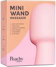 VUSH Peachy Mini Wand Vibrator Sex Toy with Medical Grade Silicone - Waterproof Portable and Powerful Mini Wand Massager