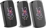 Soft TPU Case intended for Fitbit Luxe Screen Protector, All-Around Protective Cover Shockproof Bumper Shell intended for Luxe (Black+Silver+Clear)