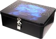 Cabilock Vintage Tinplate Storage Box with Key Lock Compact Organizer for Home Office and Collectors and Special Occasions Lightweight and Safe to Use