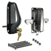 Kason Black Locking side door handle and inside latch kit w SS screws 3/8 shaft