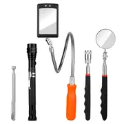 Telescoping Magnetic Pickup Tool Set,Magnet Flashlight with Mechanic InspectionMirror 360 Swivel fo As Shown