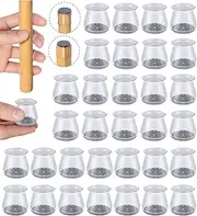 32pcs Small Chair Leg Floor Protectors,Bar stools Leg Protectors Caps,Dining Room Table Chair Leg Protectors for Hardwood Floors, Chair Leg Covers Silicone Felt Furniture Pads Non Slip