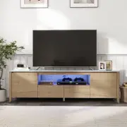 TV Stand with LED Light for TVs Up to 75", TV Media Console with Faux Marble Top