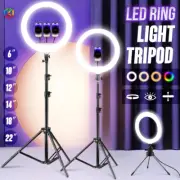 6/10/12/14/18/22 Inches LED Dimmable Ring Light with Tripod Stand Selfie