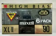 New Maxell XLII 90 High Bias Black Cassette Tape 4pk Sealed 4 Pack