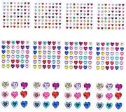DOITOOL 12pcs Heart Rhinestone Stickers Self Adhesive Acrylic Gems for Crafts Makeup and Nail Art Bling Stickers Multi Colors for Eye Catching Decoration