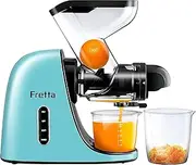 [Fretta] Masticating Juicer Machine, 76mm Extra-Large feed Chute Slow Juicer, Cold Press Juicer Machine, Fit Whole Fruits & Vegetables, Space Efficiency, 2 Speed,BPA Free, 200W (Light Blue)