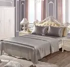 4pc Silk Satin Duvet Cover Silky Bedding Set Fitted Sheet 2 Pillow Cases Cushion