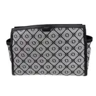 Oroton Lena Black Leather Jacquard Signature Logo Laptop Baby Tote Shoulder Bag