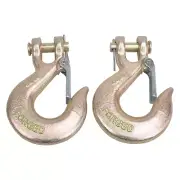 2PCS 3/8" Grade 70 Heavy Duty Forged Steel Clevis Slip Hook With Safety Latch