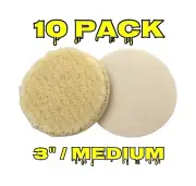 ☀️(10 Pack) 3" Wool Medium Polishing Pads, Hook & Loop Back, Car Waxing Buffing