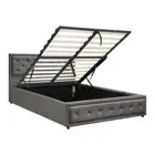 Double Bed Frame with Storage Space Gas Lift Grey