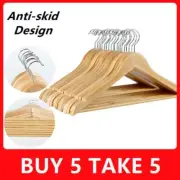 BUY 5 TAKE 5 Solid Wood Clothes Hanger Metal Round Hook Anti-skid Design Wooden