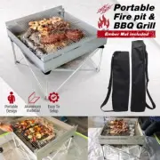 Portable Fire Pit & BBQ Grill, Charcoal Grill, Outdoor Picnic Camping
