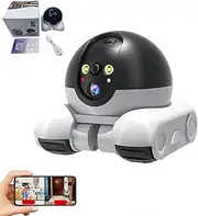 Blinky Bot Robot Camera – 1080p HD Pet Camera with 360° View, Dual Lens, App Remote Control, Night Vision, 2-Way Audio, Indoor Mobile Wi-Fi Smart Robot (#A)