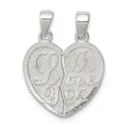 Sterling Silver Polished Mini I Love You Break Apart Heart Pendant
