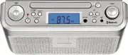 Elite Bluetooth Under Counter CD Player with Clock Radio - Sleek Silver Design