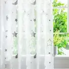 Silver Sheer Tulle Curtains with Moon and Star Design Stylish Home Decor