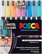 POSCA PC1M 0.7mm Ultra Fine Bullet Tip Marker, Pastels Assorted (8 Piece Set)
