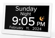 10.1 Inch Digital Dementia Alarm Clock with Date and Day of Week for Seniors,...
