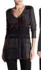 Go Couture Printed V-Neck Tunic Sweater in Charcoal Dark Blocks Size XL NWT