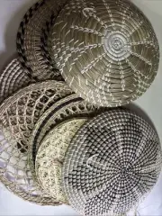 Wicker Wall Decor Set of 9 Wall Basket Rattan Mirror Boho Farmhouse Decor