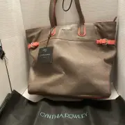 Cynthia Rowley Genuine Leather Greyish Brown Shoulder Bag Large Tote