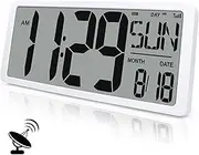 TXL 18.44" Ayomic Large Digital Wall Clock, Battery Operated Alarm Clock with Day, Date & Temperature, Jumbo Display Digital Count Up Down Timer Clock for Hoom,Classroom Room,Office